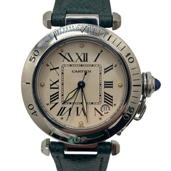 Montre CARTIER "Pasha" en acier et cuir - Castafiore