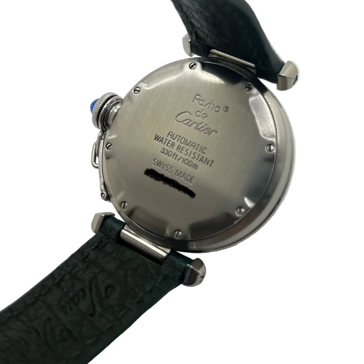 Montre CARTIER "Pasha" en acier et cuir - Castafiore