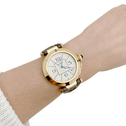 Montre CARTIER "Pasha" en or jaune, cuir. - Castafiore