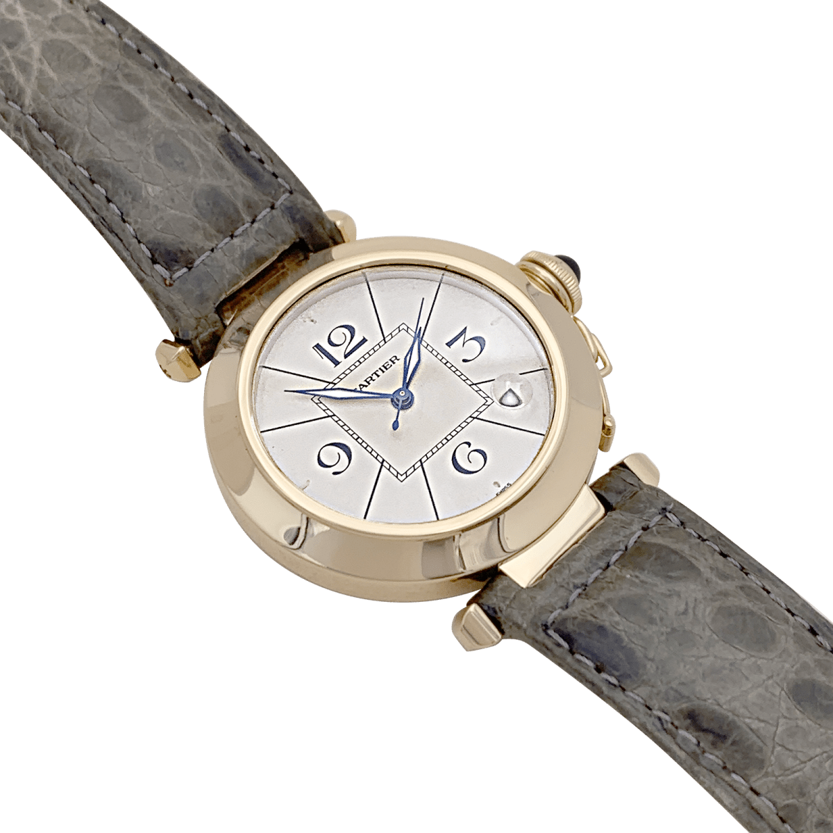 Montre CARTIER "Pasha" en or jaune, cuir. - Castafiore