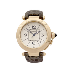 Montre CARTIER "Pasha" en or jaune, cuir. - Castafiore