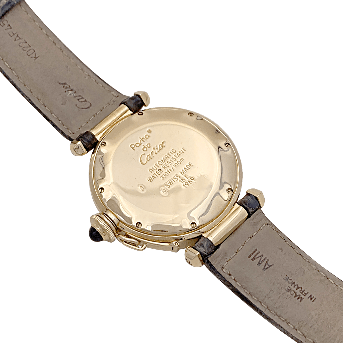 Montre CARTIER "Pasha" en or jaune, cuir. - Castafiore