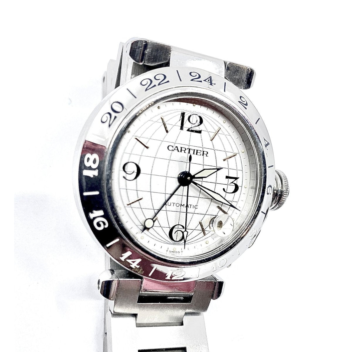 Montre CARTIER Pasha GMT acier aux méridiens - Castafiore
