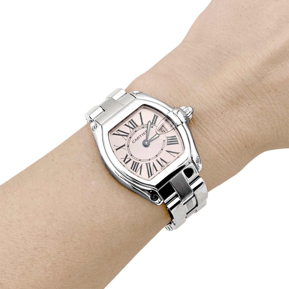 Montre CARTIER "Roadster" en acier et cuir - Castafiore