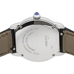 Montre CARTIER "Ronde Solo" en acier, argent, spinelle et cuir - Castafiore