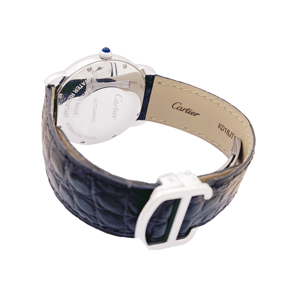 Montre CARTIER "Ronde Solo" en acier, cuir et argent - Castafiore