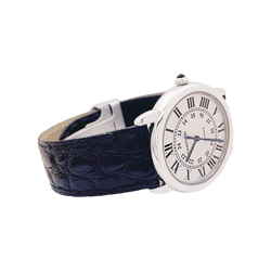 Montre CARTIER "Ronde Solo" en acier, cuir et argent - Castafiore