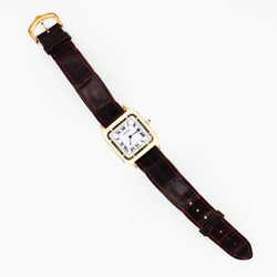 Montre CARTIER "Santos - Dumont" en or jaune et cuir - Castafiore