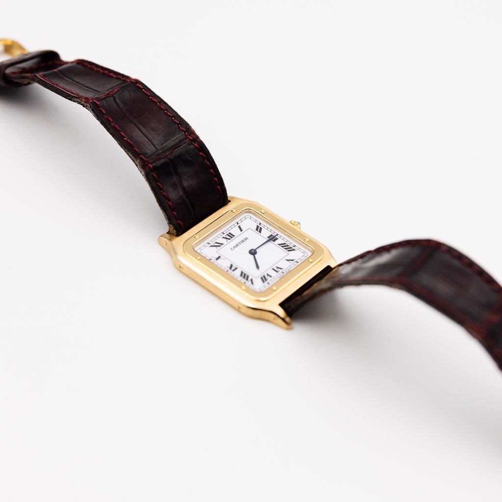 Montre CARTIER "Santos - Dumont" en or jaune et cuir - Castafiore
