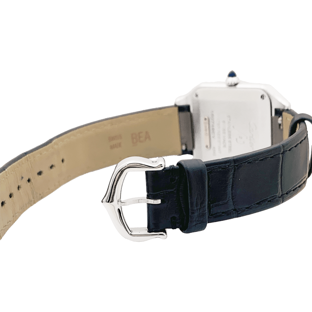 Montre CARTIER "Santos - Dumont" en or rose, acier, argent et cuir - Castafiore