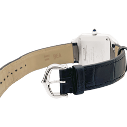 Montre CARTIER "Santos - Dumont" en or rose, acier, argent et cuir - Castafiore