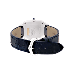 Montre CARTIER "Santos - Dumont" en or rose, acier, argent et cuir - Castafiore