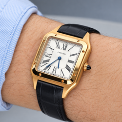 Montre CARTIER "Santos Dumont" GM en or rose et cuir - Castafiore