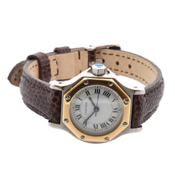 Montre CARTIER "Santos" en or jaune, acier et cuir - Castafiore