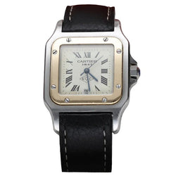 Montre CARTIER "Santos" en or jaune, acier et cuir - Castafiore