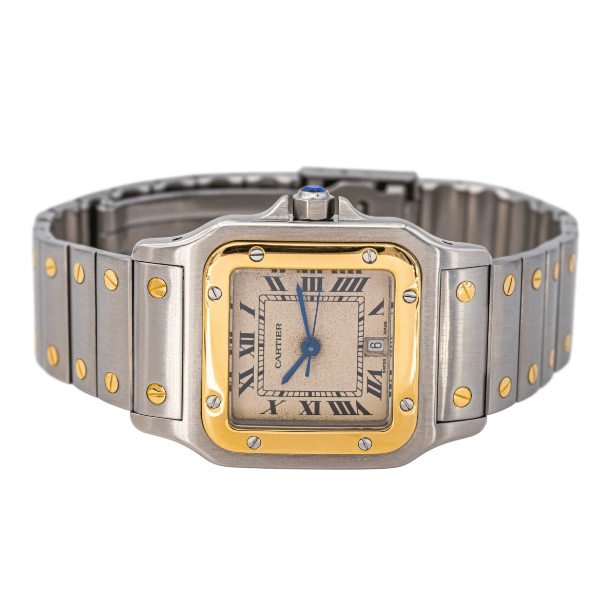 Montre CARTIER "Santos" en or jaune, acier et quartz - Castafiore