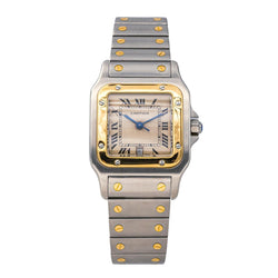 Montre CARTIER "Santos" en or jaune, acier et quartz - Castafiore