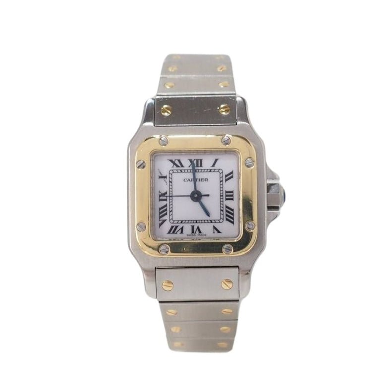 Montre CARTIER "Santos" en or jaune, acier et saphir - Castafiore