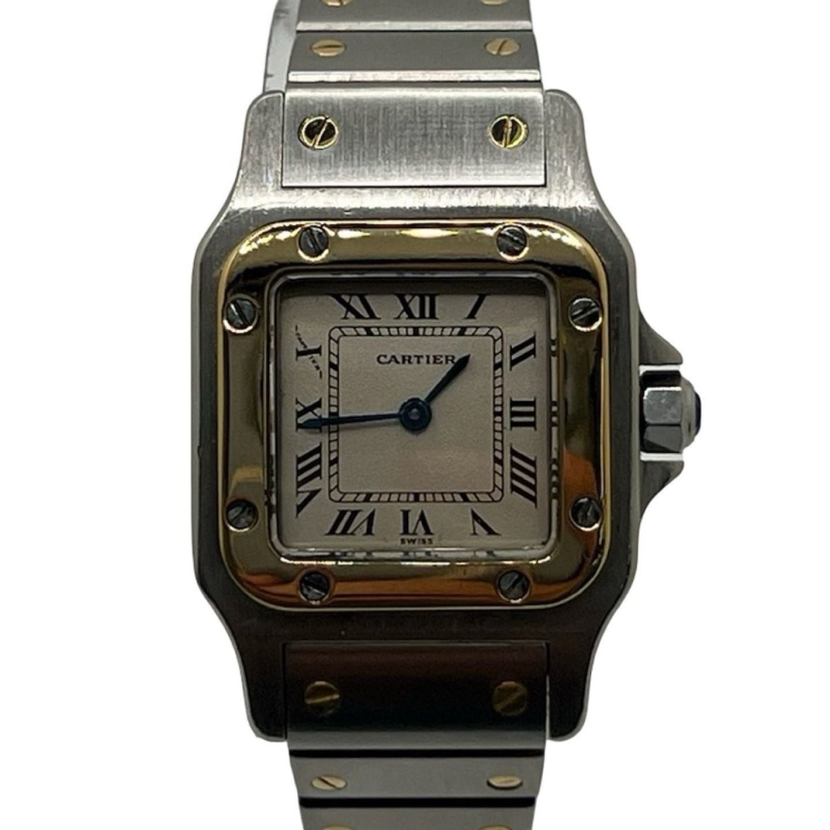 Montre CARTIER "Santos Galbée" en or jaune, acier et quartz - Castafiore