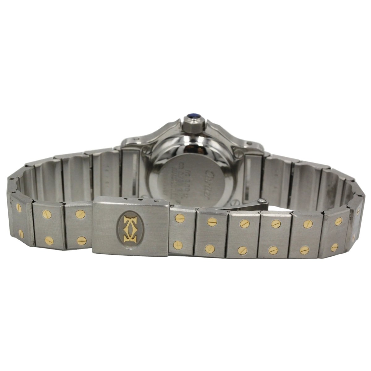 Montre CARTIER "Santos Octagon" en or jaune, acier et saphir - Castafiore