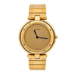 Montre CARTIER "Santos Vendôme" en or jaune et saphir - Castafiore
