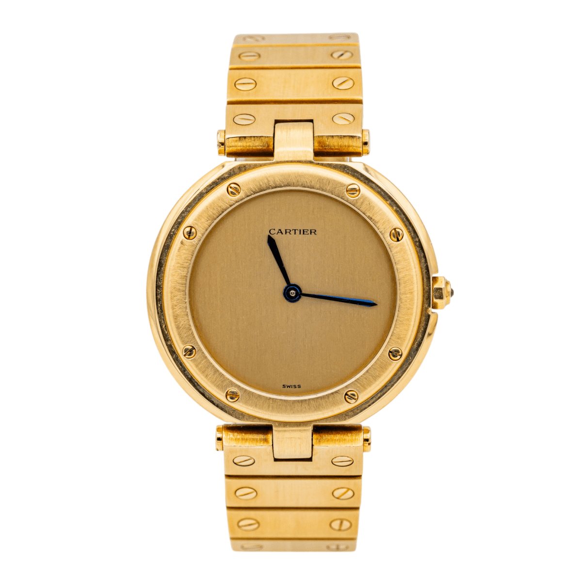 Montre CARTIER "Santos Vendôme" en or jaune et saphir - Castafiore