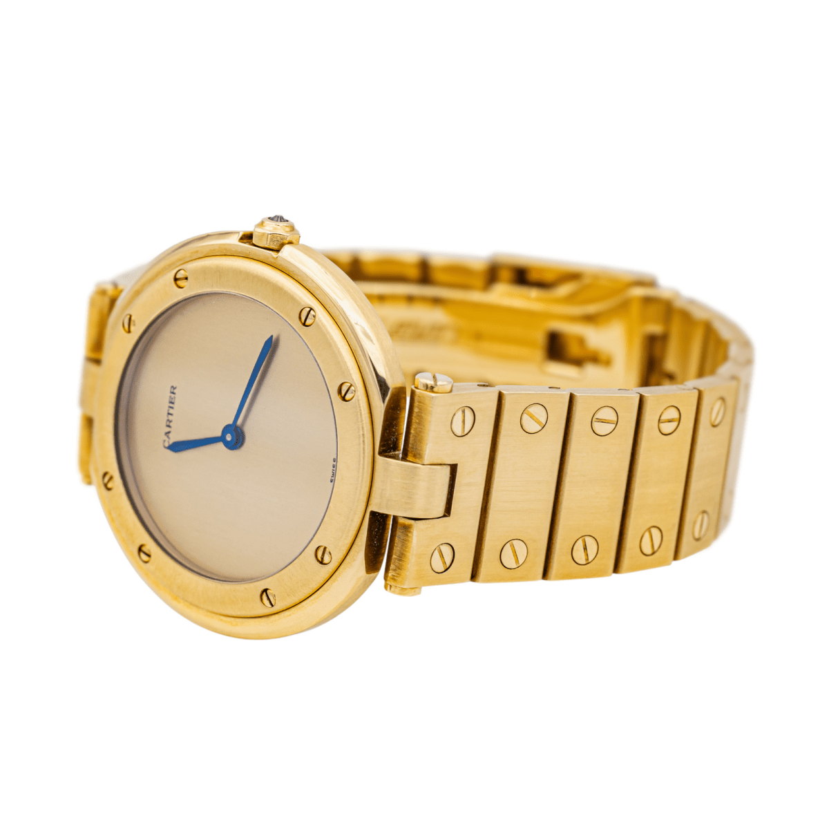 Montre CARTIER "Santos Vendôme" en or jaune et saphir - Castafiore