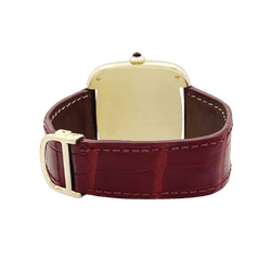 Montre CARTIER "Square" en or jaune, or rose, cuir et acier - Castafiore