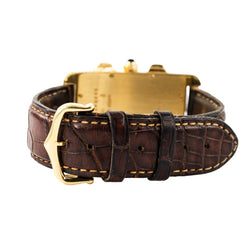 Montre CARTIER "Tank Américaine Chronoflex" en or jaune et cuir - Castafiore