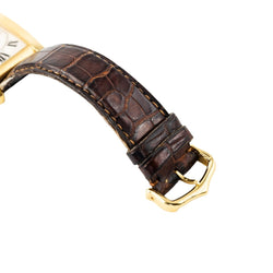 Montre CARTIER "Tank Américaine Chronoflex" en or jaune et cuir - Castafiore