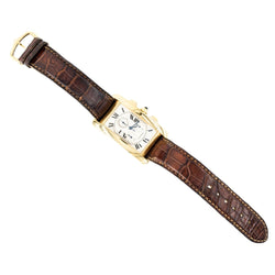 Montre CARTIER "Tank Américaine Chronoflex" en or jaune et cuir - Castafiore