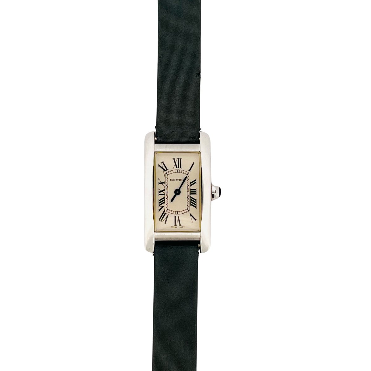 Montre CARTIER "Tank Américaine" en or blanc et satin - Castafiore