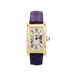 Montre CARTIER "Tank Américaine" en or jaune, acier et cuir - Castafiore