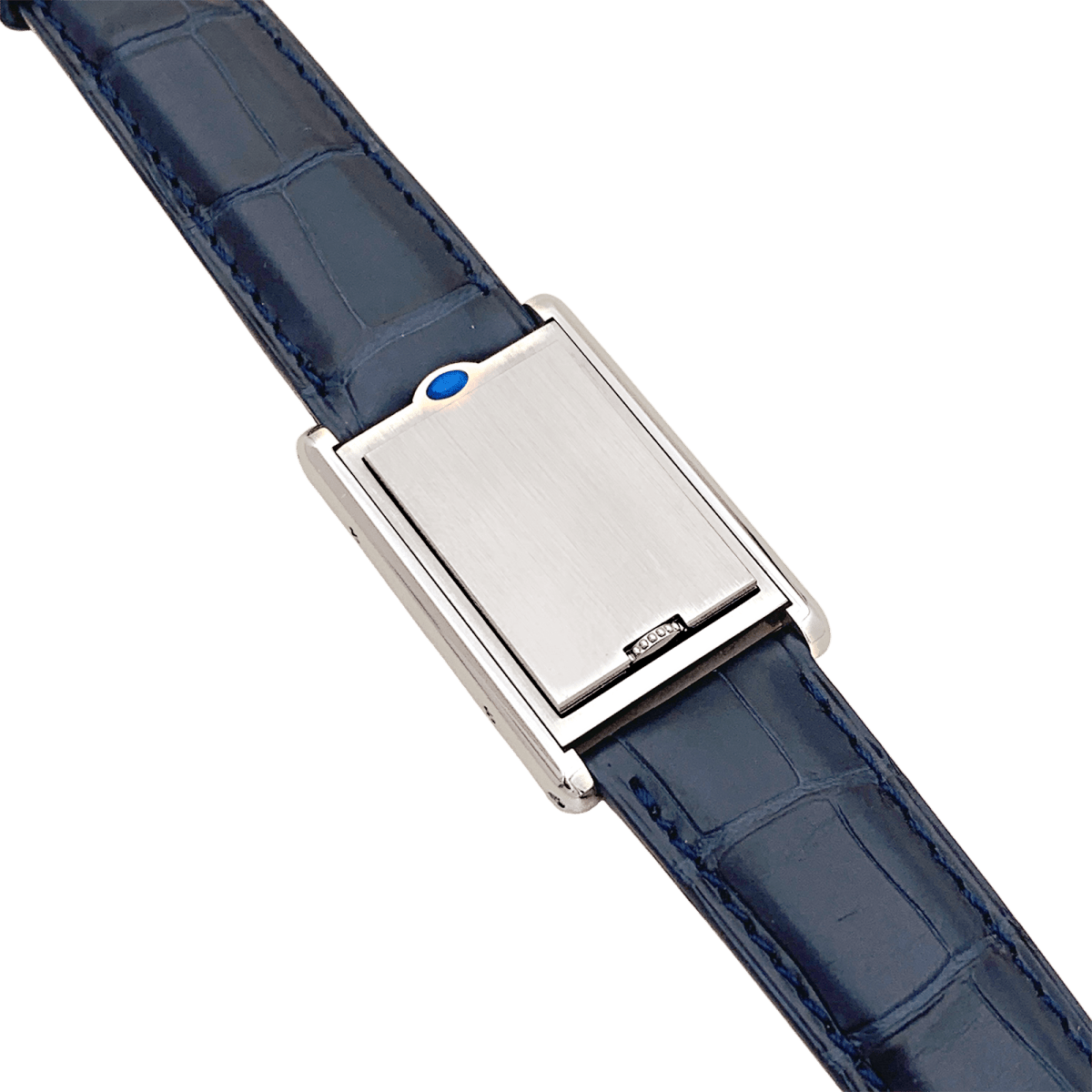 Montre CARTIER "Tank Basculante" en acier, argent et cuir - Castafiore