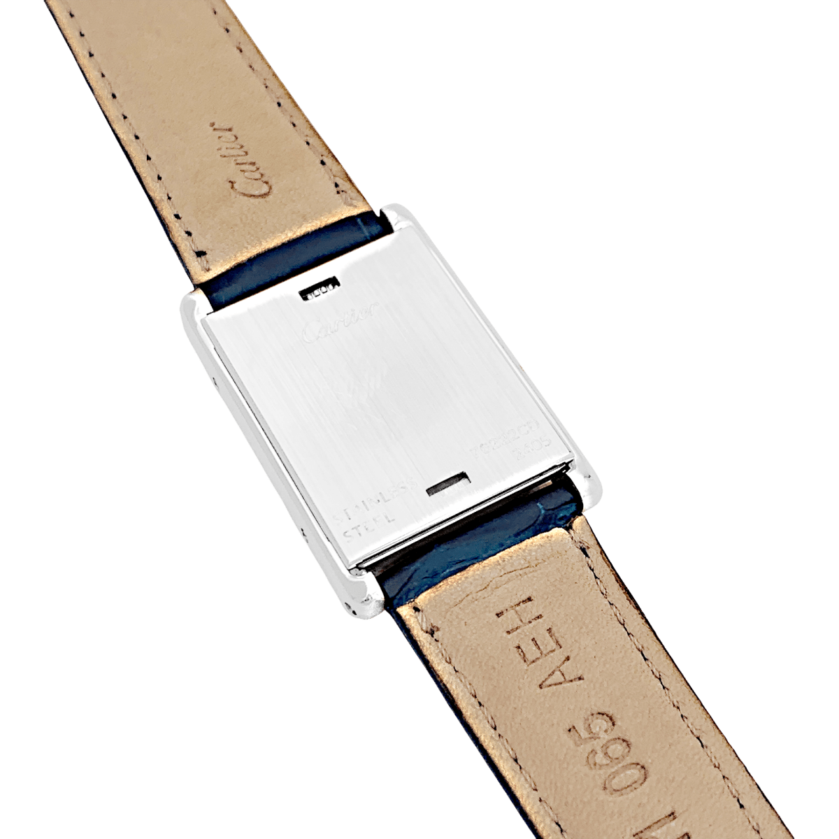 Montre CARTIER "Tank Basculante" en acier, argent et cuir - Castafiore