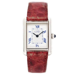 Montre CARTIER "Tank" en argent et cuir - Castafiore