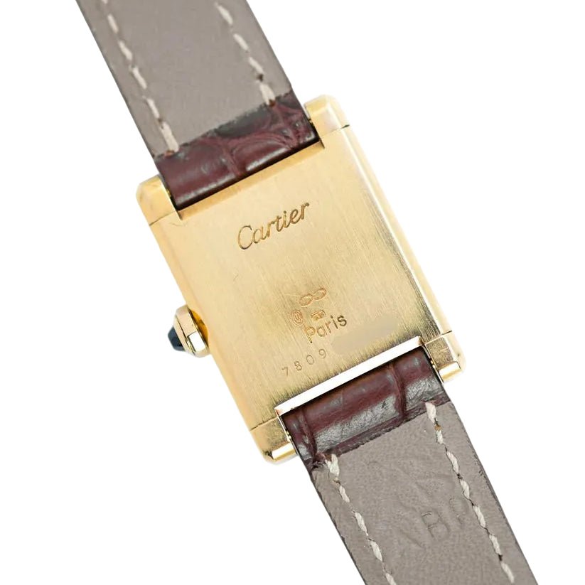Montre CARTIER "Tank" en or jaune et cuir - Castafiore