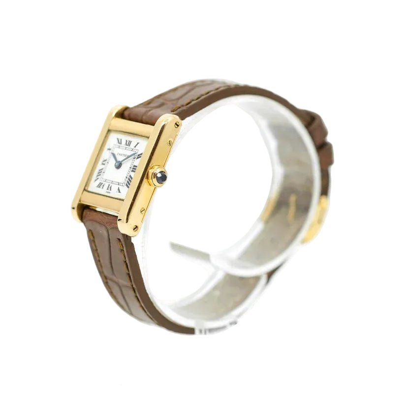 Montre CARTIER "Tank" en or jaune et cuir - Castafiore