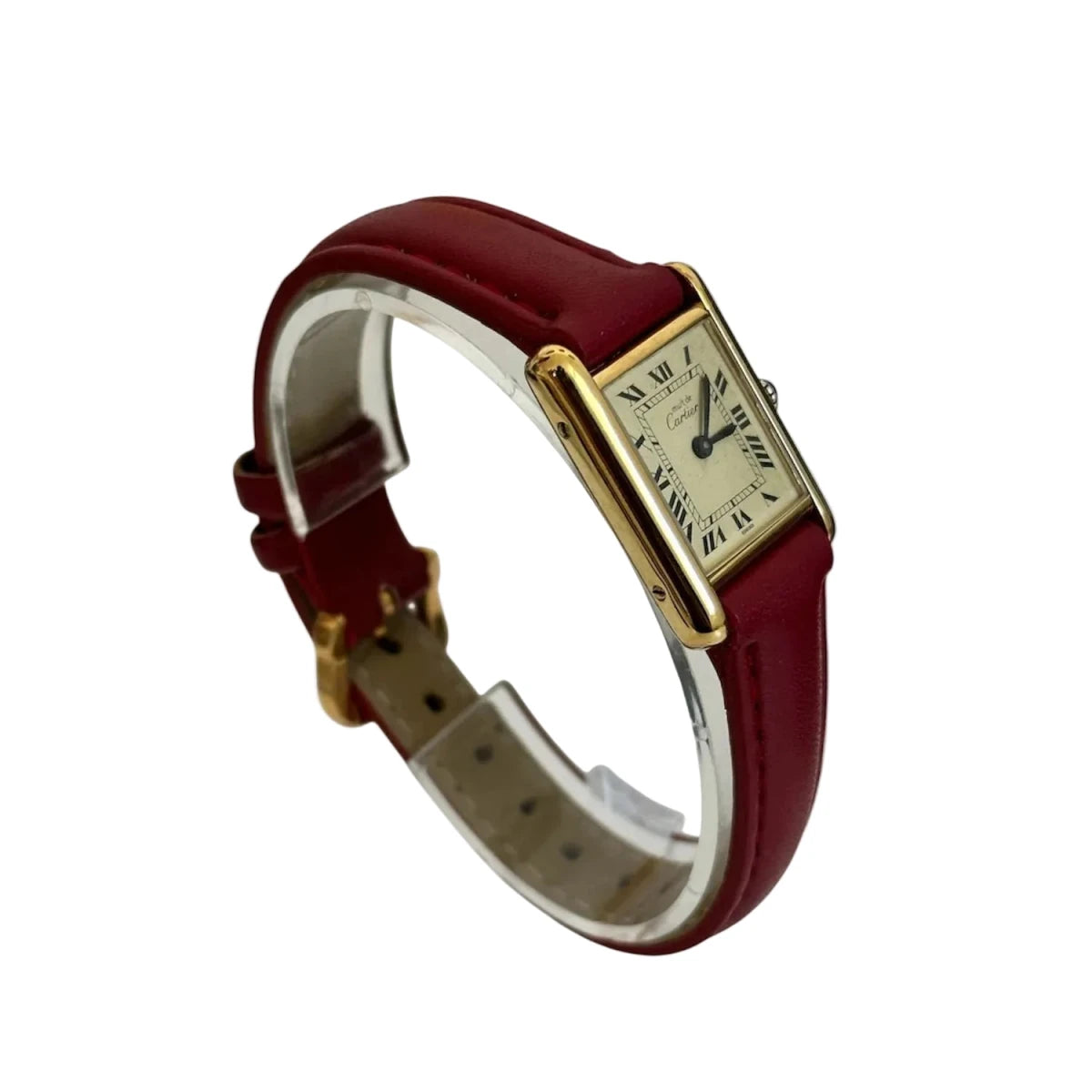 Montre CARTIER "Tank" en vermeil et cuir - Castafiore