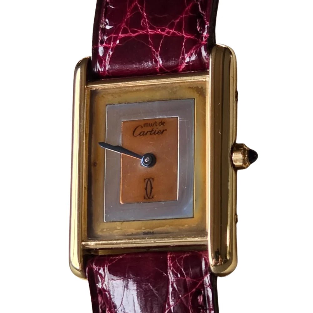 Montre CARTIER "Tank" en vermeil et cuir - Castafiore
