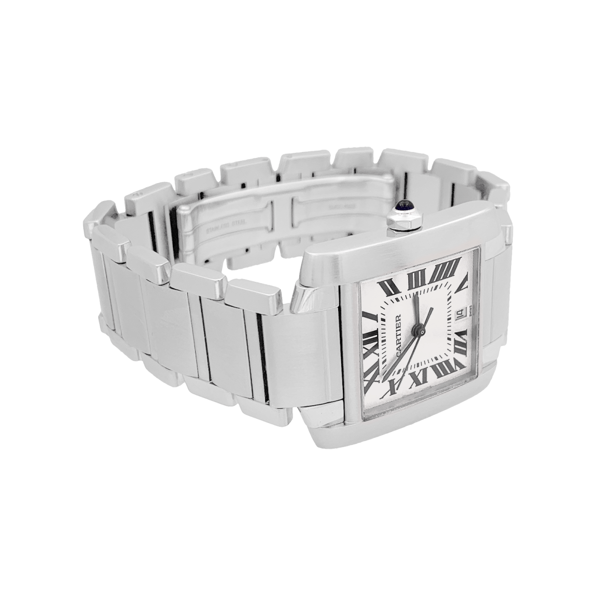 Montre CARTIER "Tank Française" en acier et argent - Castafiore