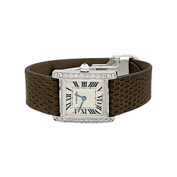 Watch Cartier, "Tank Française", white gold, diamonds.