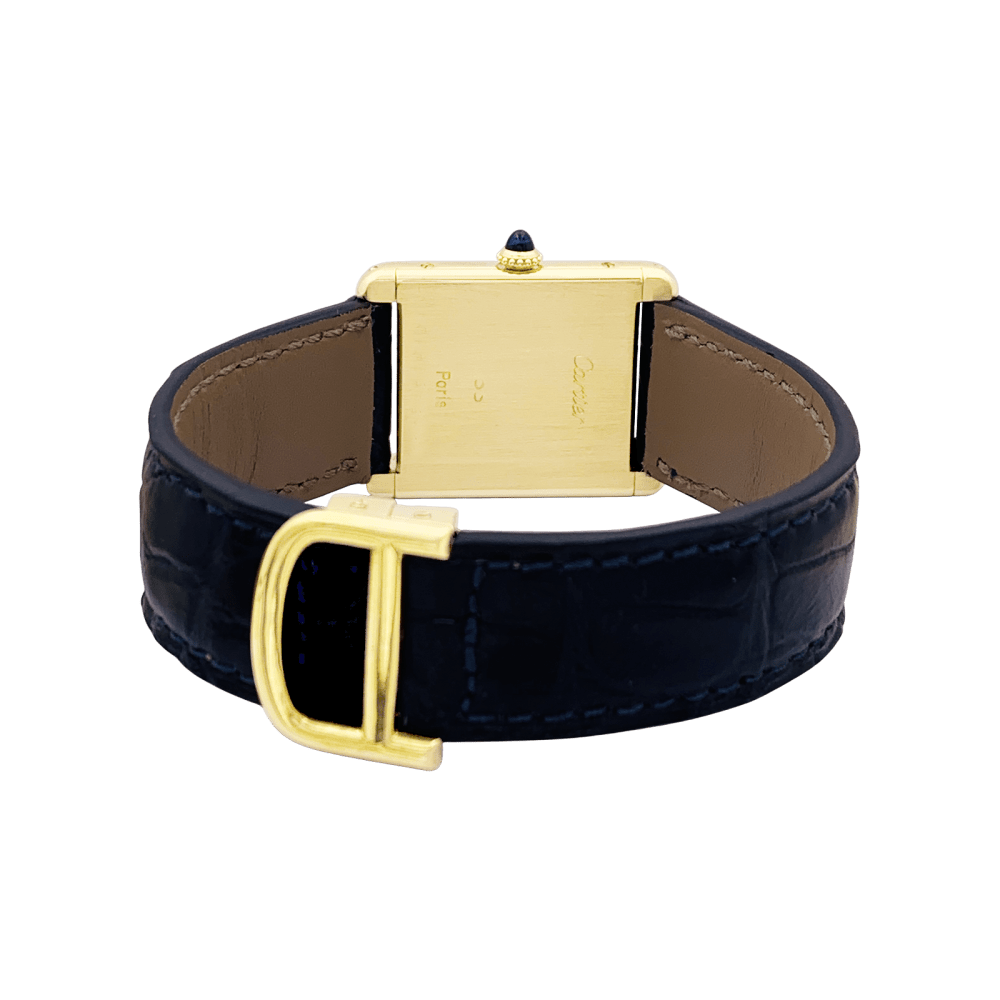 Watch Cartier, "Tank Louis Cartier", yellow gold, bracelet leather.