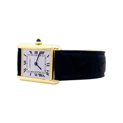 Watch Cartier, "Tank Louis Cartier", yellow gold, bracelet leather.