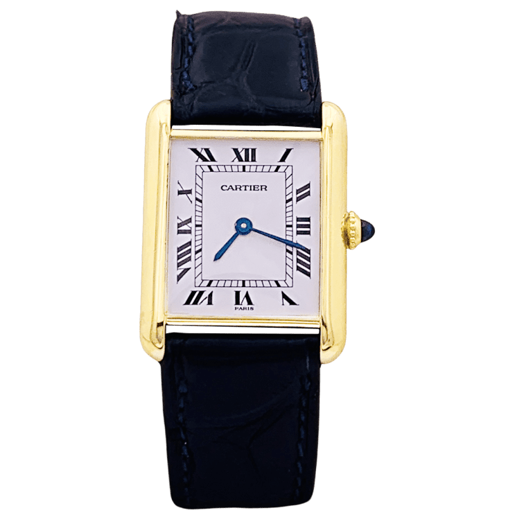 Watch Cartier, "Tank Louis Cartier", yellow gold, bracelet leather.