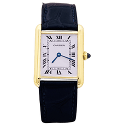 Watch Cartier, "Tank Louis Cartier", yellow gold, bracelet leather.