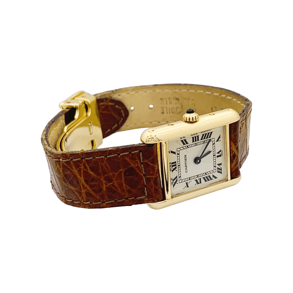 Montre CARTIER "Tank Louis Cartier" en or jaune et cuir - Castafiore