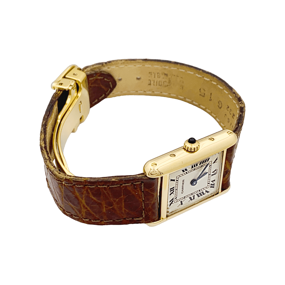 Montre CARTIER "Tank Louis Cartier" en or jaune et cuir - Castafiore