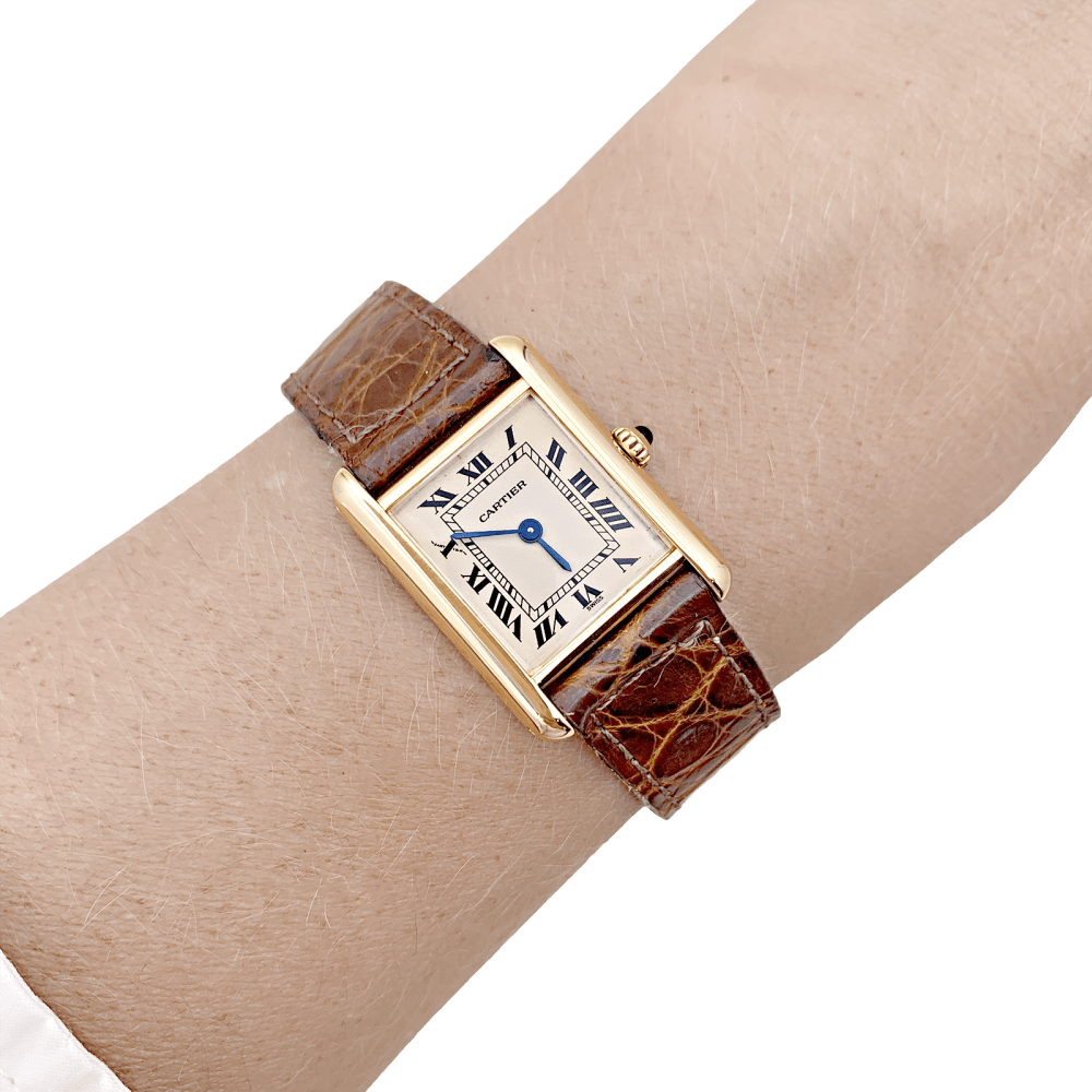 Montre CARTIER "Tank Louis Cartier" en or jaune et cuir - Castafiore