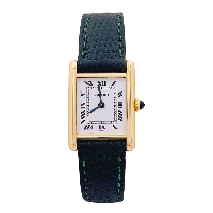 Montre CARTIER "Tank Louis Cartier" en or jaune, or rose, acier et cuir - Castafiore